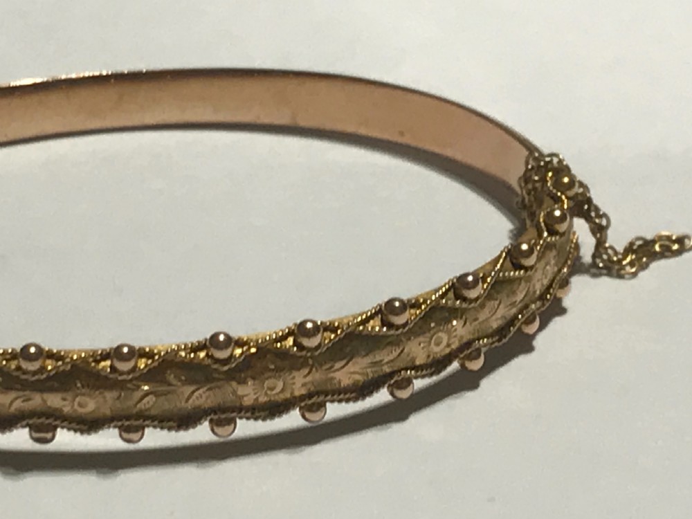 Edwardian Rose Gold Engraved Bangle View IV