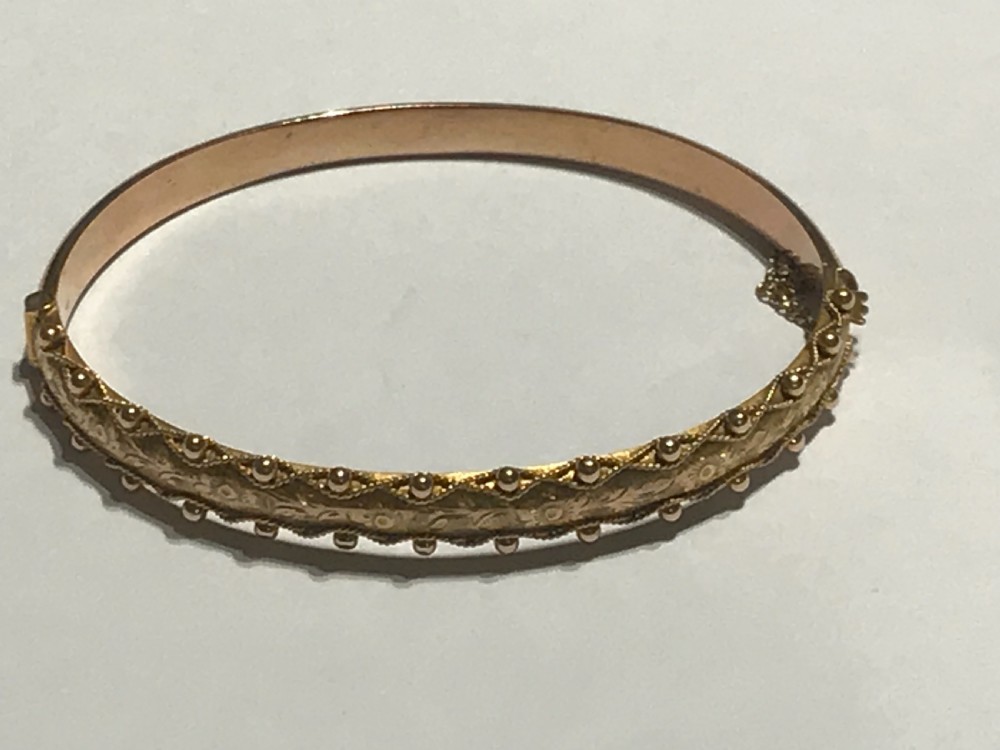 Edwardian Rose Gold Engraved Bangle View V
