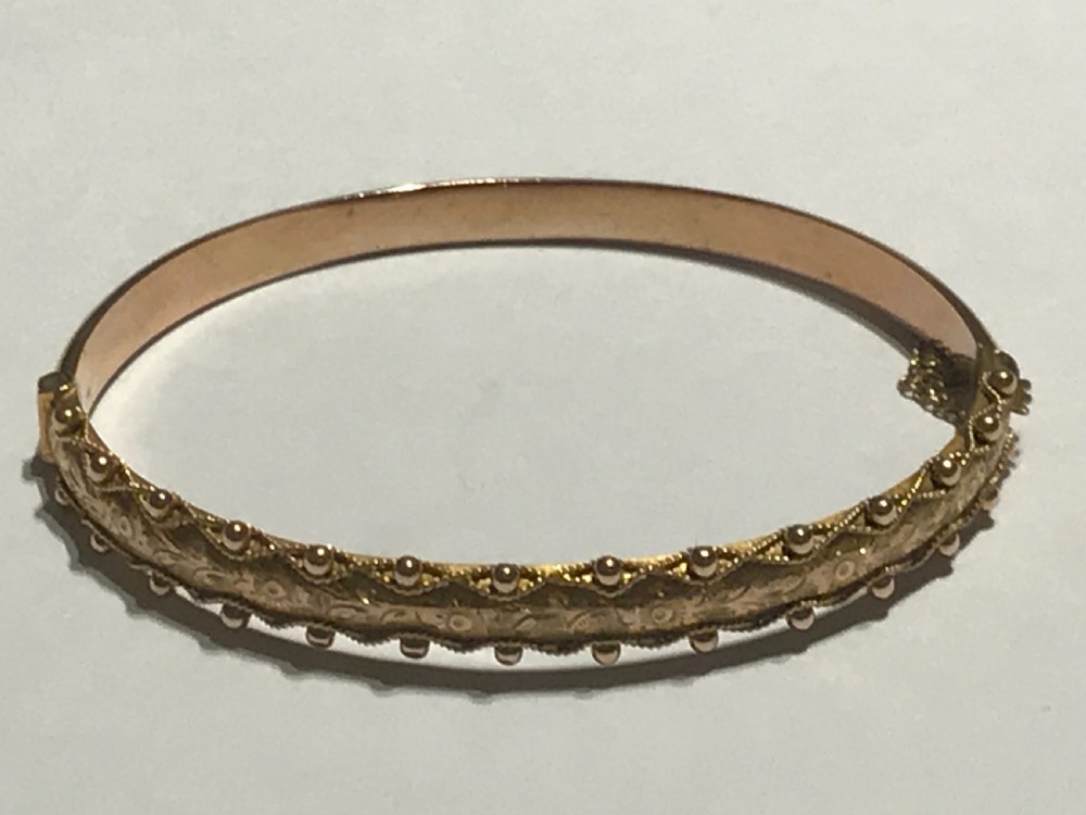 Edwardian Rose Gold Engraved Bangle View VI