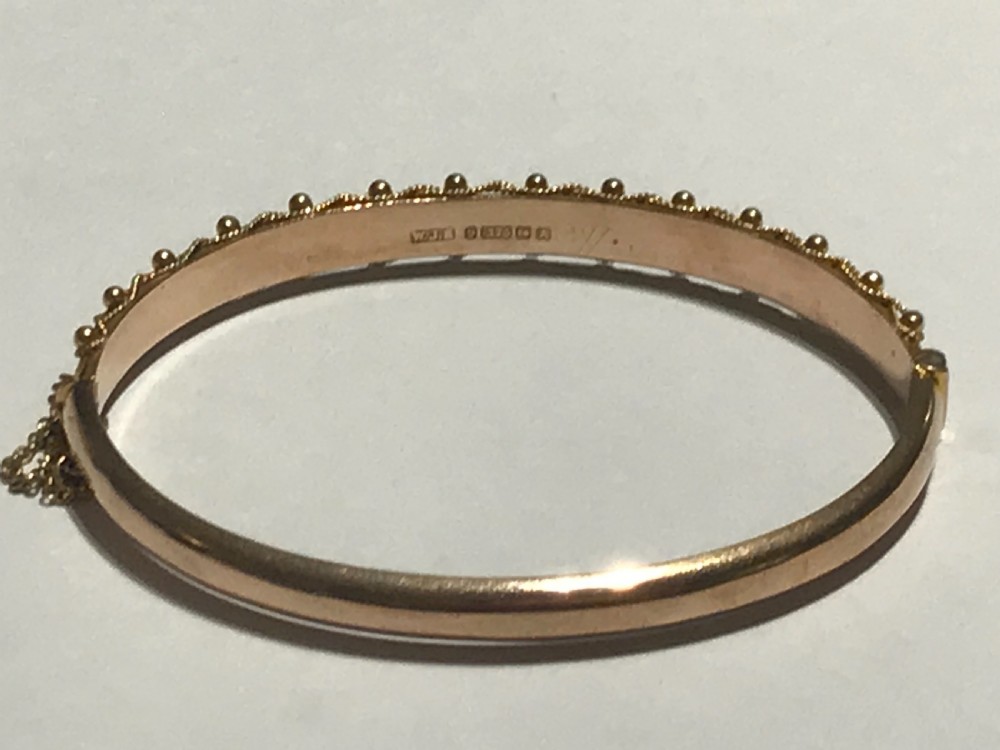Edwardian Rose Gold Engraved Bangle View VII
