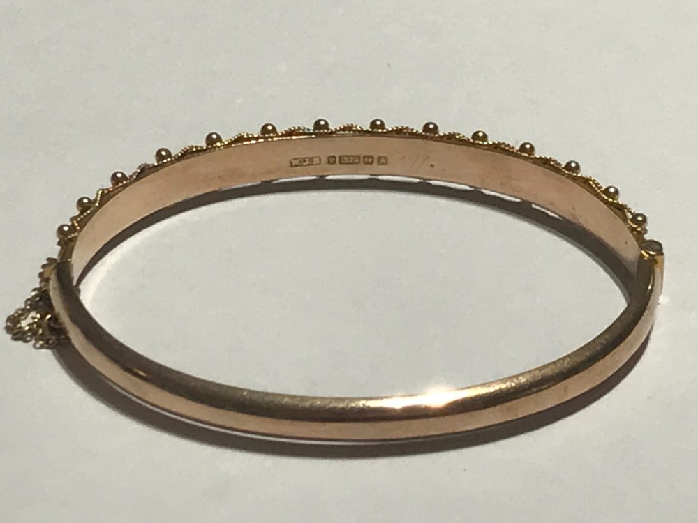 Edwardian Rose Gold Engraved Bangle View VIII