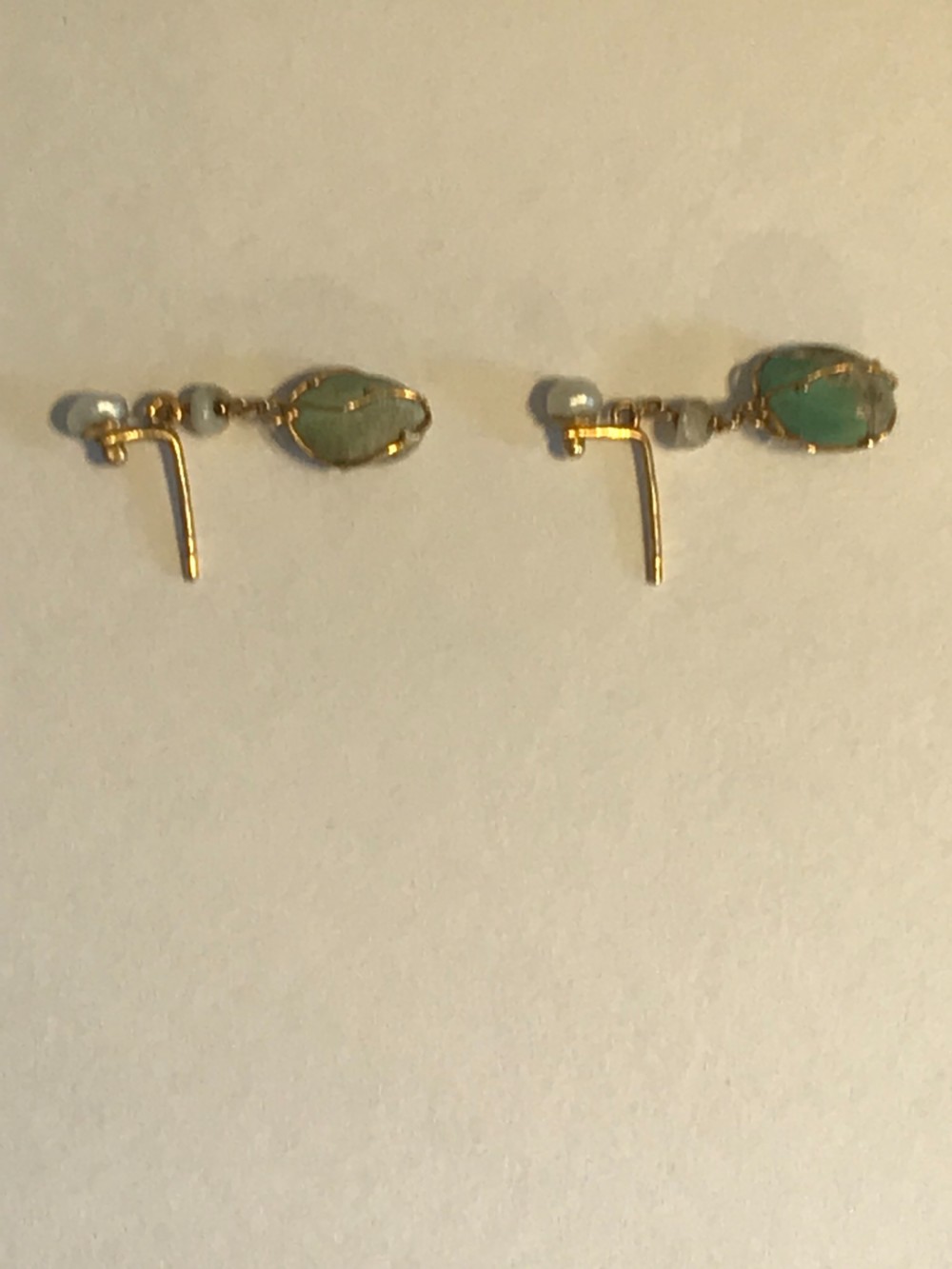 Edwardian Turquoise and Natural Pearl Earrings View II
