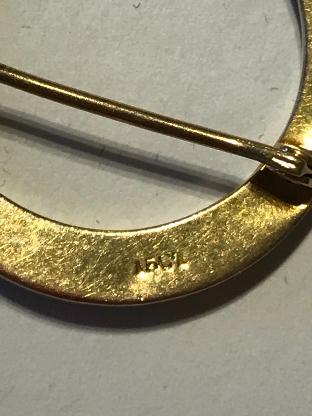 A 15ct Gold and Pearl Crescent Moon Brooch  View II