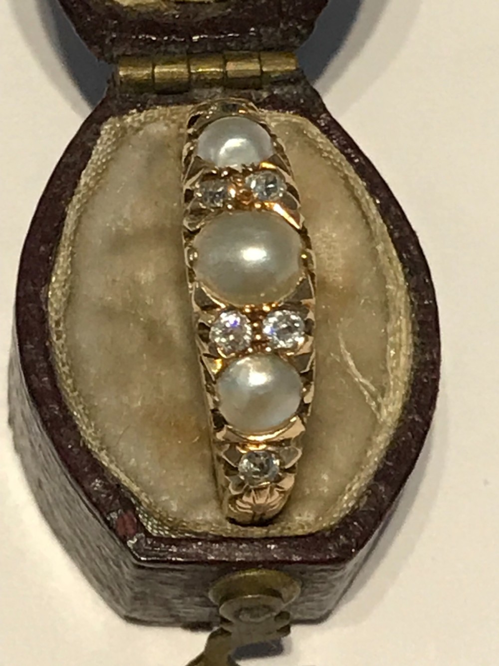 A Pearl And Rose Cut Diamond Antique 14ct Gold Victorian Ring