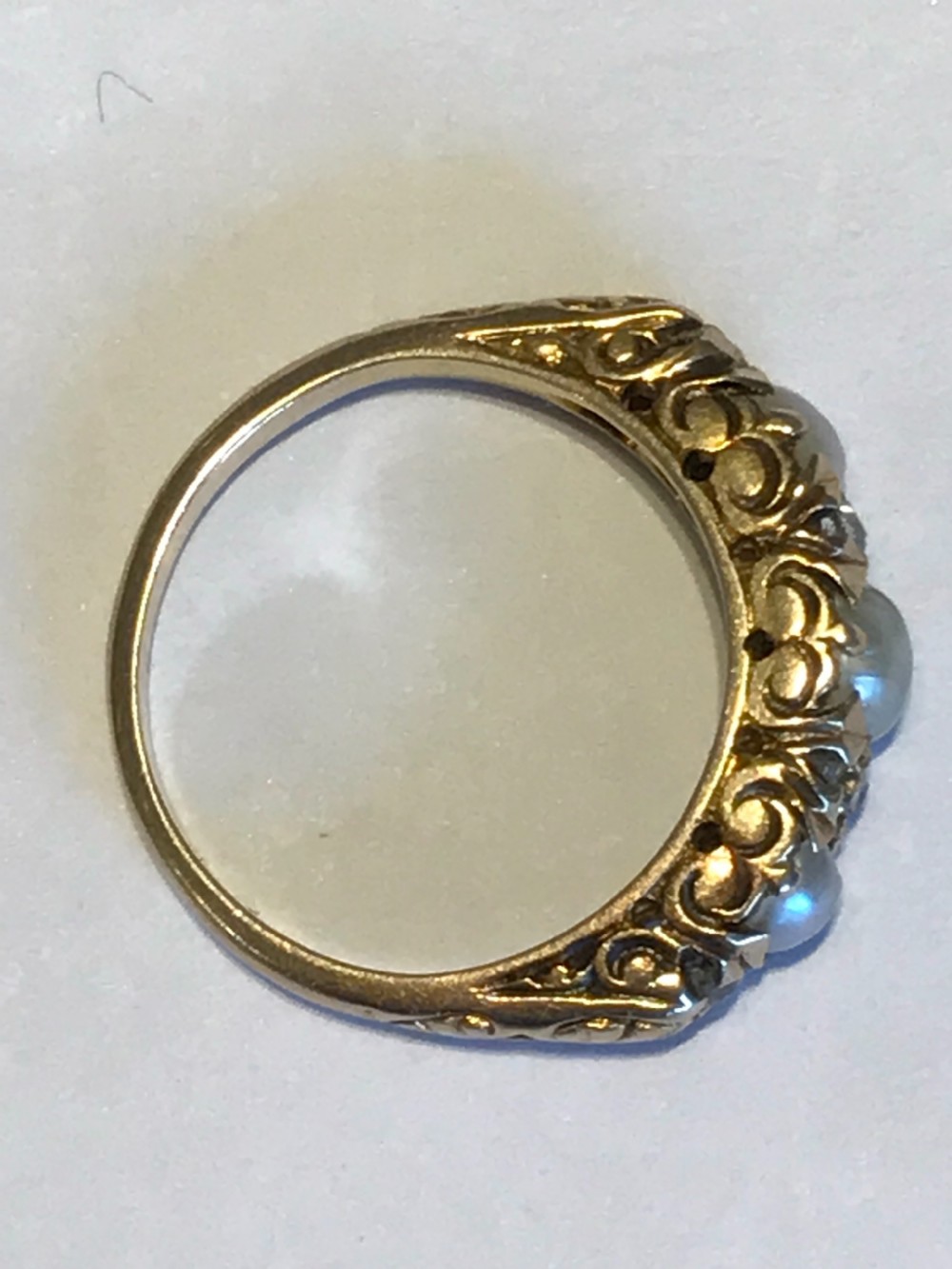 A Pearl And Rose Cut Diamond Antique 14ct Gold Victorian Ring View V