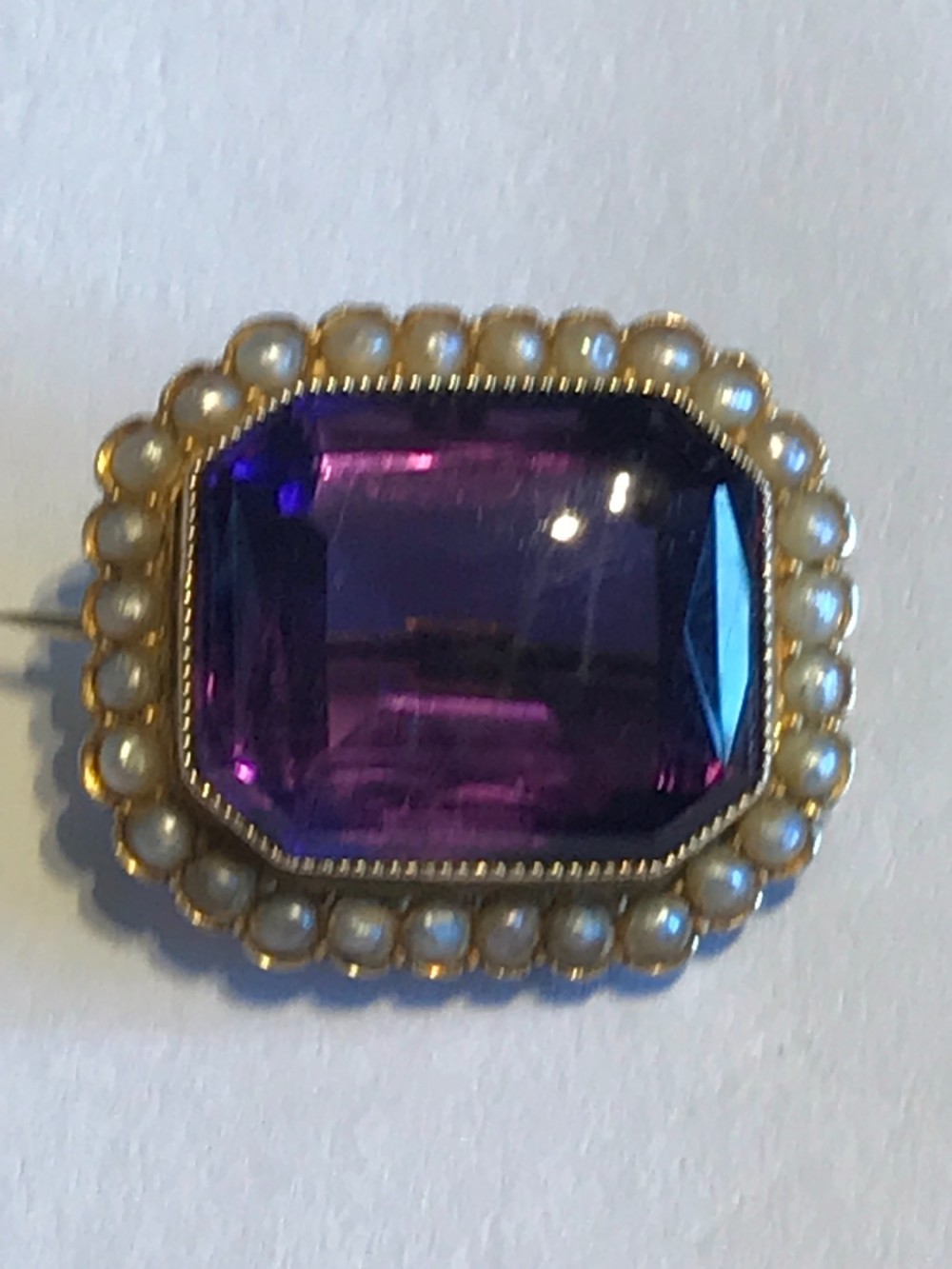 Victorian Amethyst and Seed Pearl 18ct  Brooch  View II