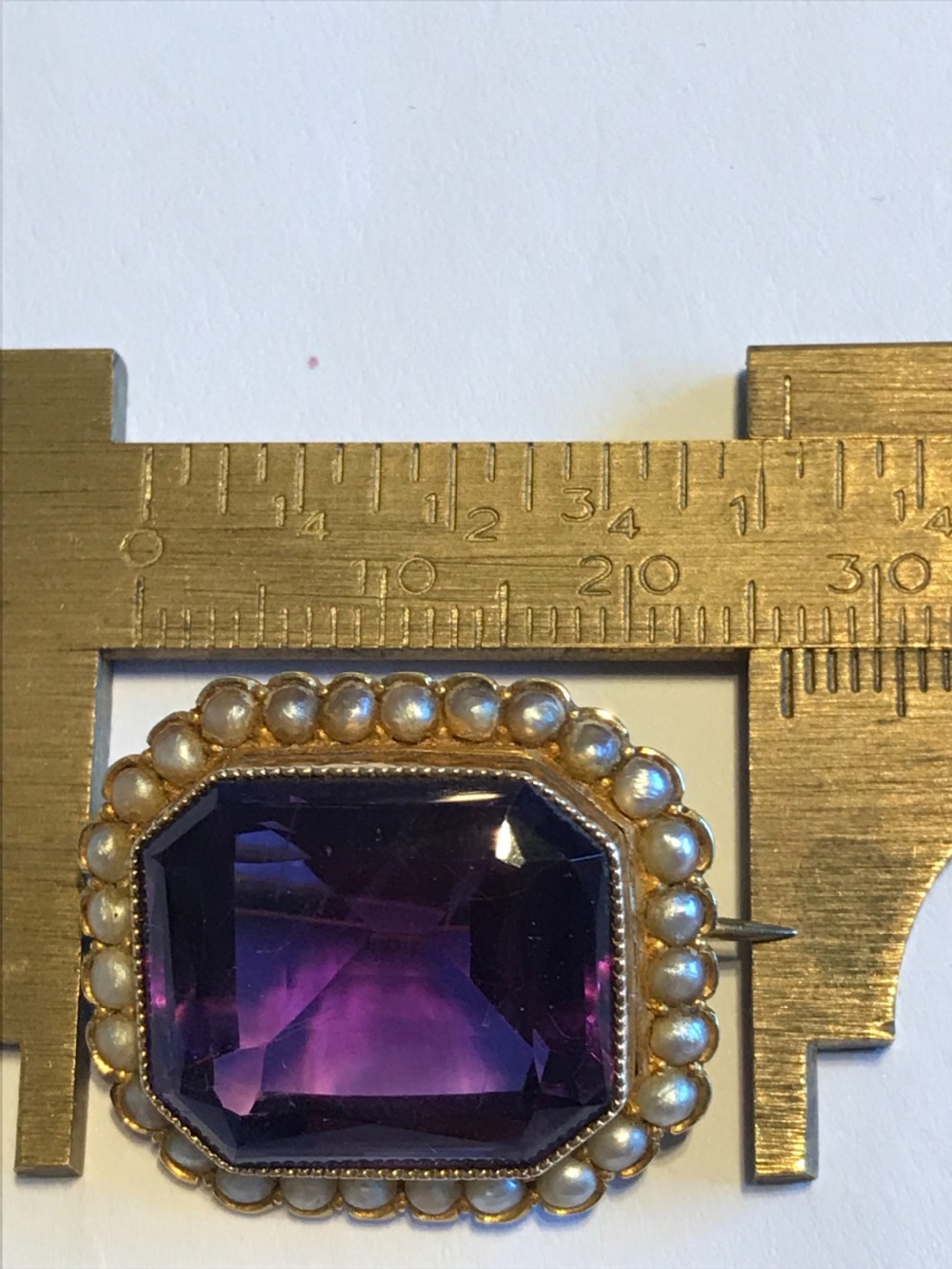 Victorian Amethyst and Seed Pearl 18ct  Brooch  View IV