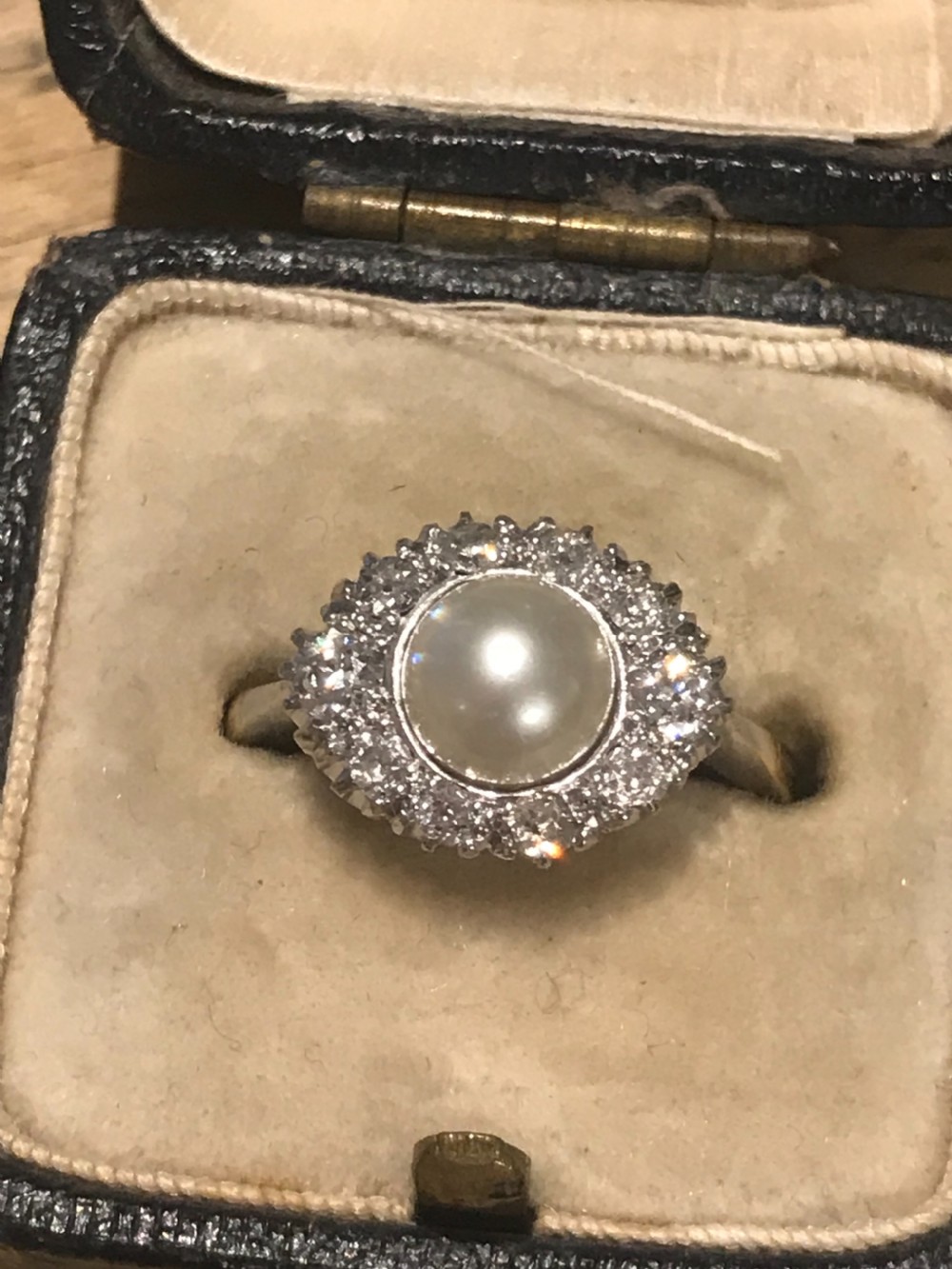 Old Cut Diamond and Pearl Ring