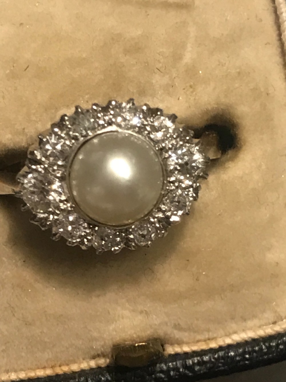 Old Cut Diamond and Pearl Ring View III