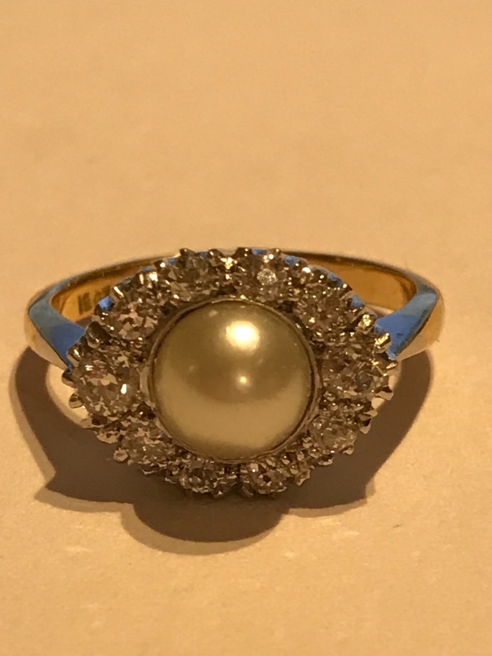 Old Cut Diamond and Pearl Ring View IV