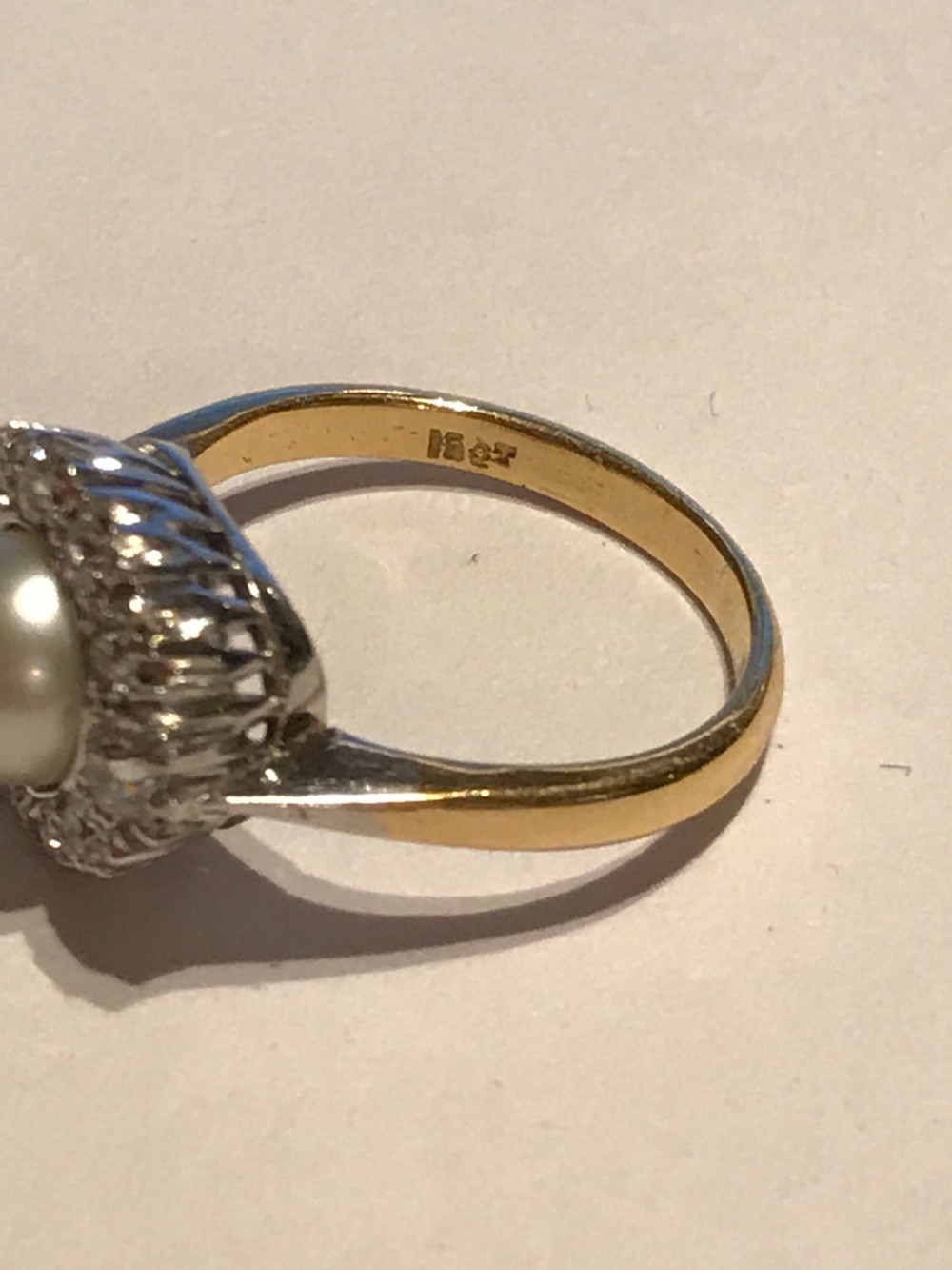 Old Cut Diamond and Pearl Ring View VI