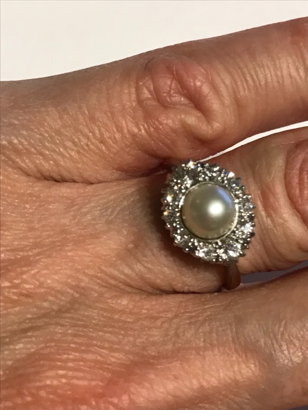 Old Cut Diamond and Pearl Ring View VII
