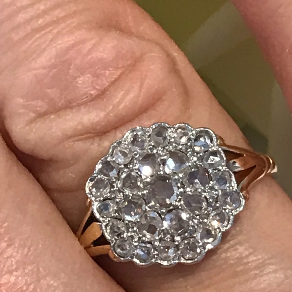 Antique Early 20th Century Diamond Cluster Ring View III
