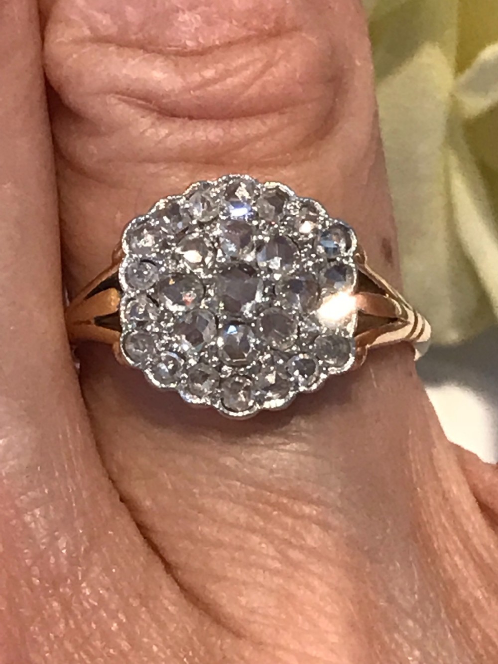 Antique Early 20th Century Diamond Cluster Ring View IV