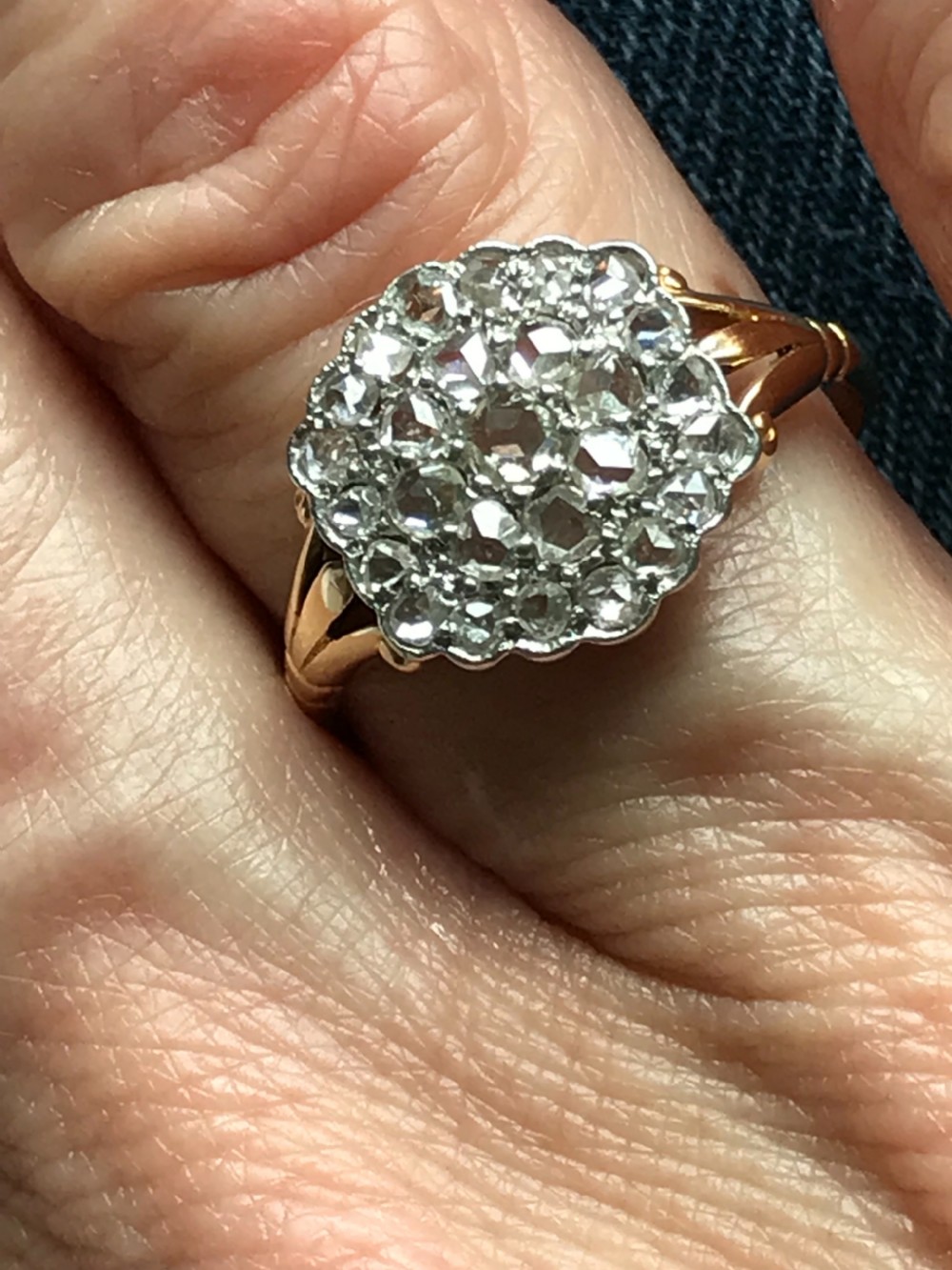 Antique Early 20th Century Diamond Cluster Ring View V