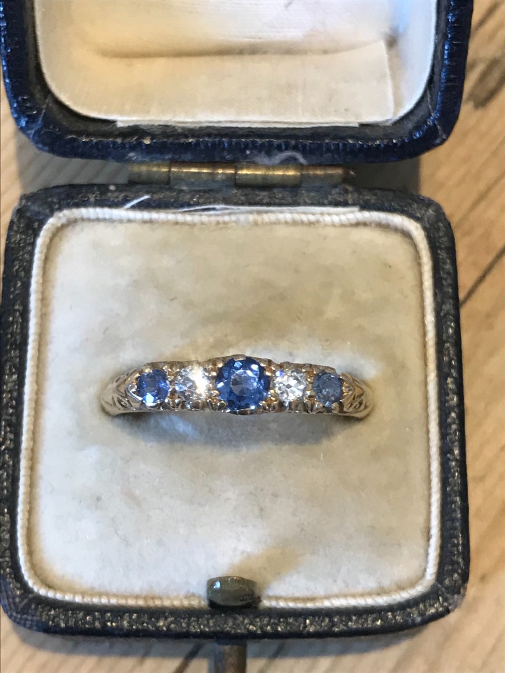 Edwardian Sapphire And old Cut Diamond 18ct Gold Ring