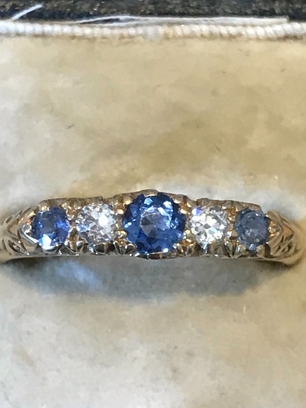 Edwardian Sapphire And old Cut Diamond 18ct Gold Ring View II
