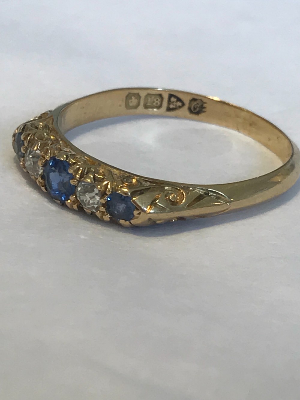 Edwardian Sapphire And old Cut Diamond 18ct Gold Ring View IV