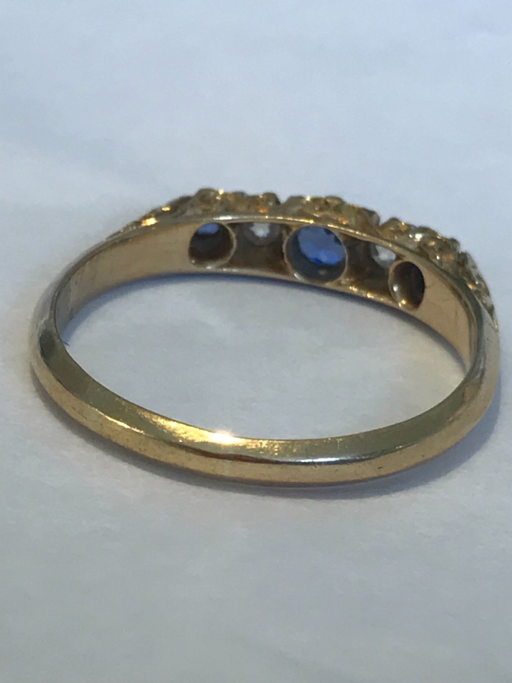 Edwardian Sapphire And old Cut Diamond 18ct Gold Ring View V