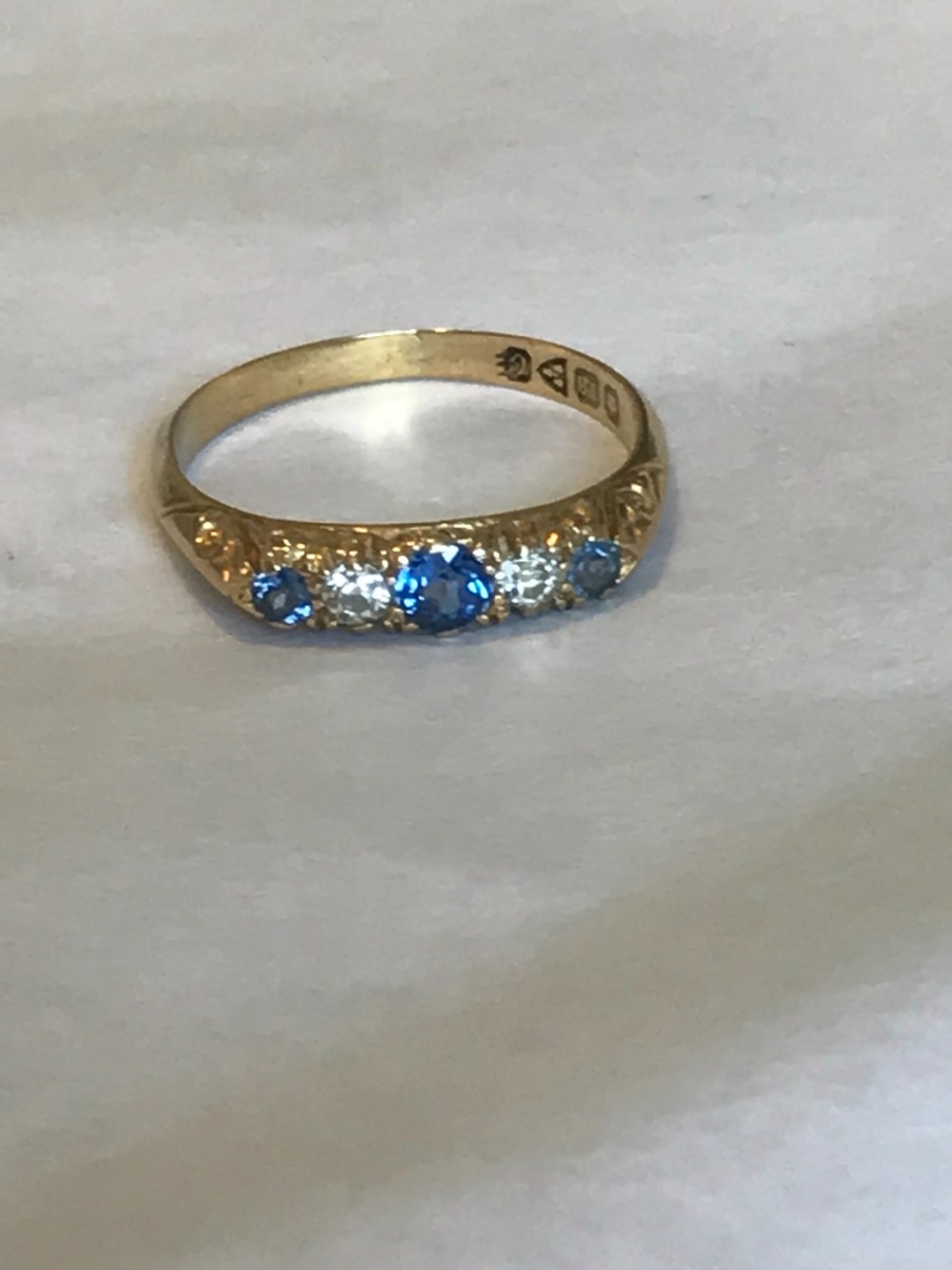 Edwardian Sapphire And old Cut Diamond 18ct Gold Ring View VI