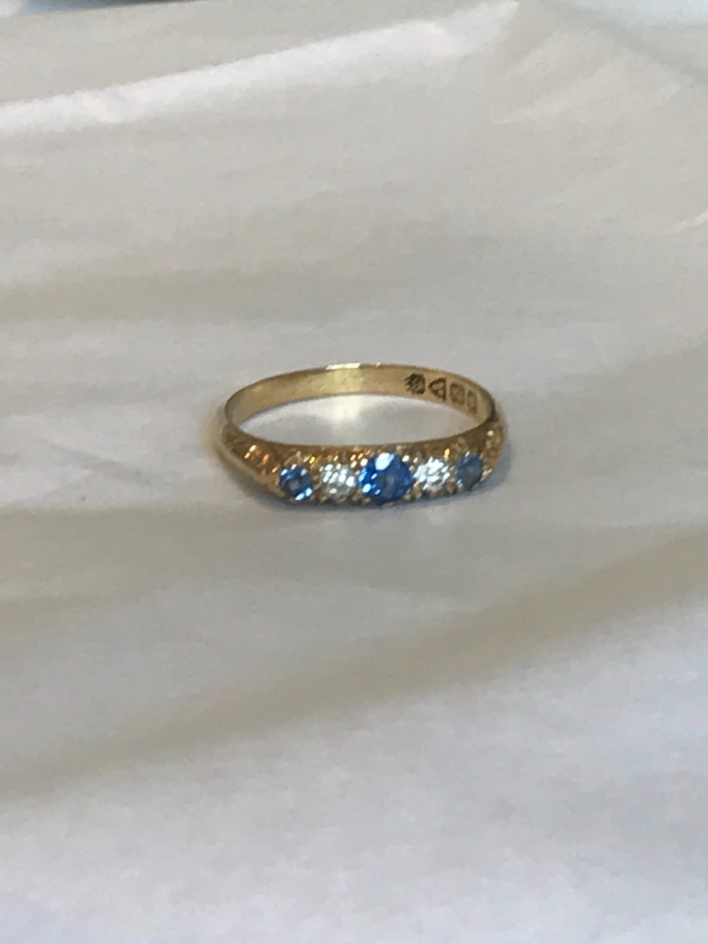 Edwardian Sapphire And old Cut Diamond 18ct Gold Ring View VII