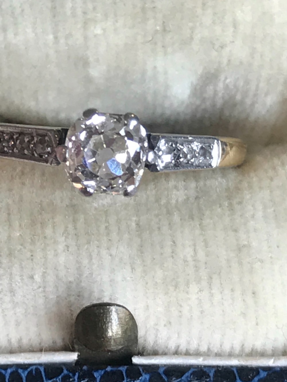An Old Cut Diamond Platinum 18ct  Gold Ring