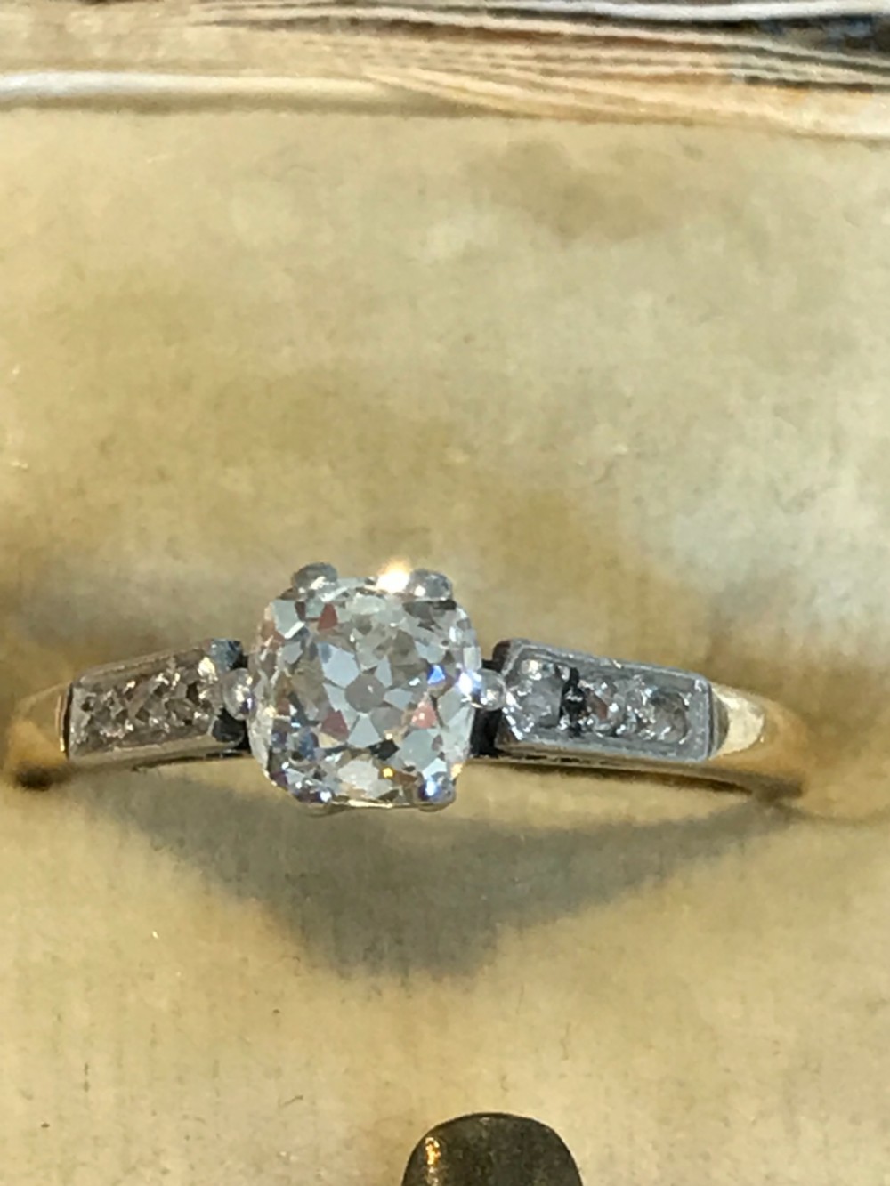 An Old Cut Diamond Platinum 18ct  Gold Ring View III
