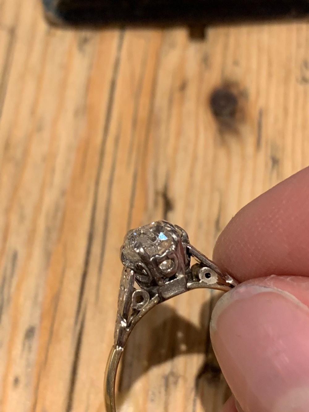 Antique Old Cut Diamond Engagement Ring View II