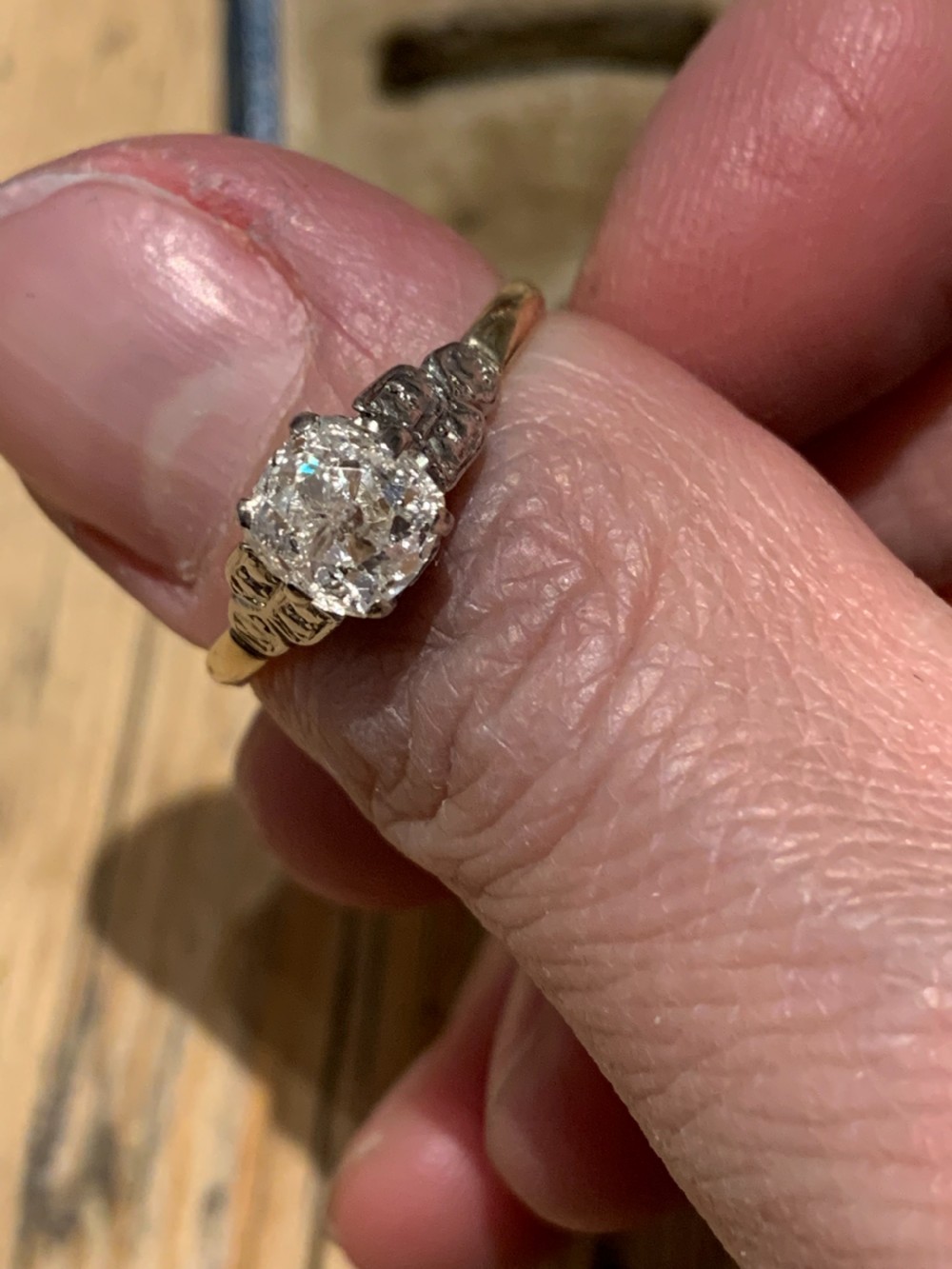 Antique Old Cut Diamond Engagement Ring View IV