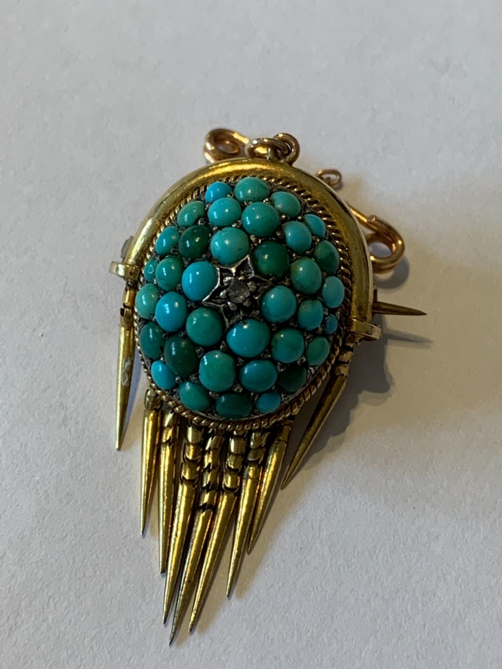 Victorian Turquoise Brooch Antique Brooch View II