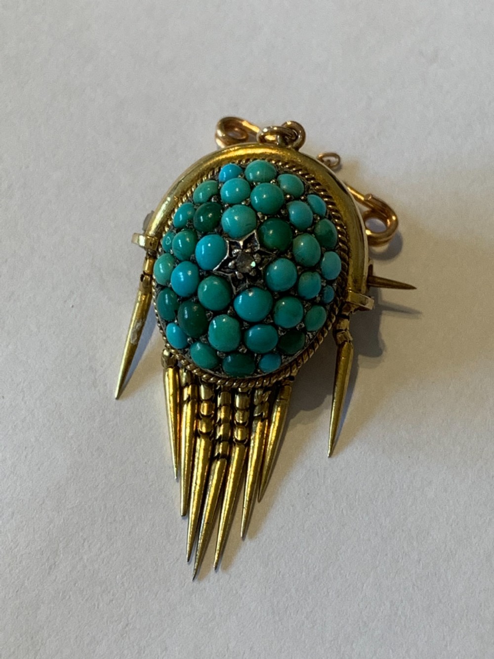 Victorian Turquoise Brooch Antique Brooch View III