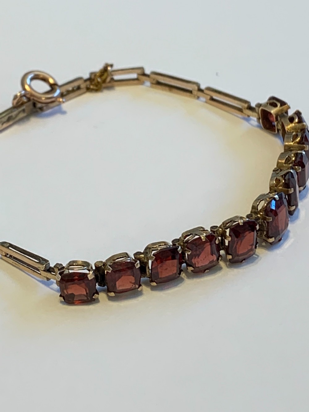 Edwardian 9ct Gold Garnet Bracelet View V
