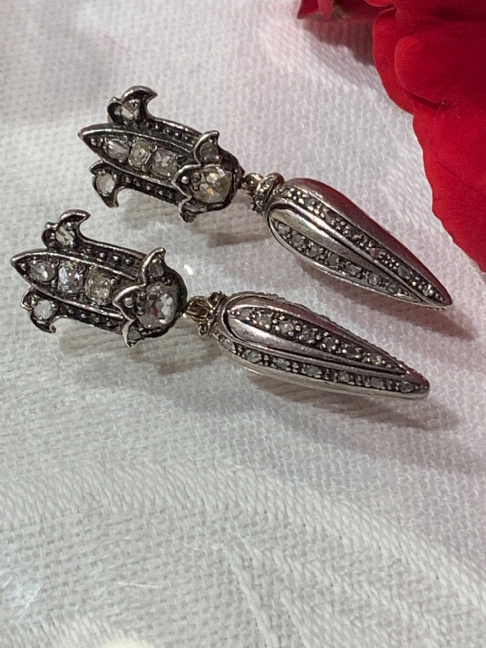 Antique Old Cut Diamond Earrings View VII