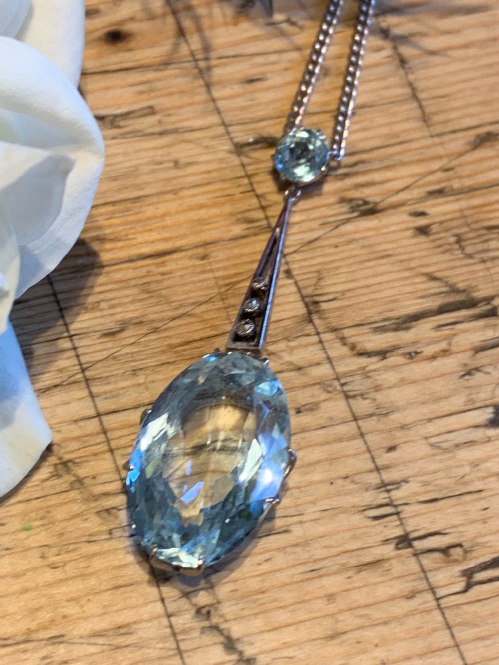 Aquamarine and Diamond Art Deco Pendant View IV