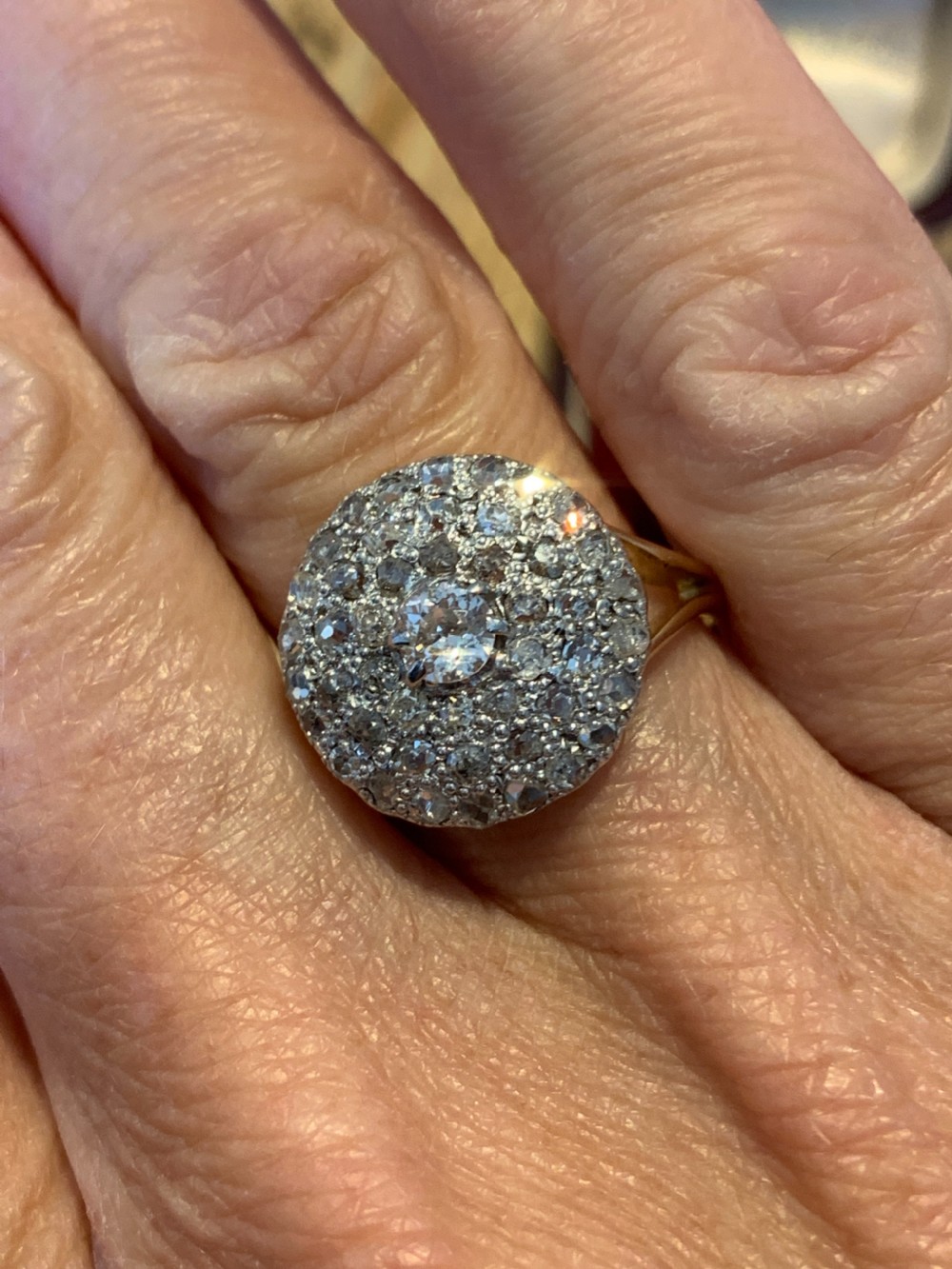 Diamond Cluster Victorian Old Cut Ring View IV