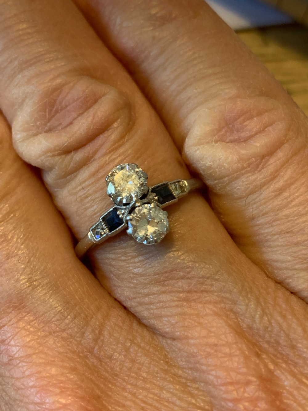 Diamond and Sapphire Art Deco Ring View III