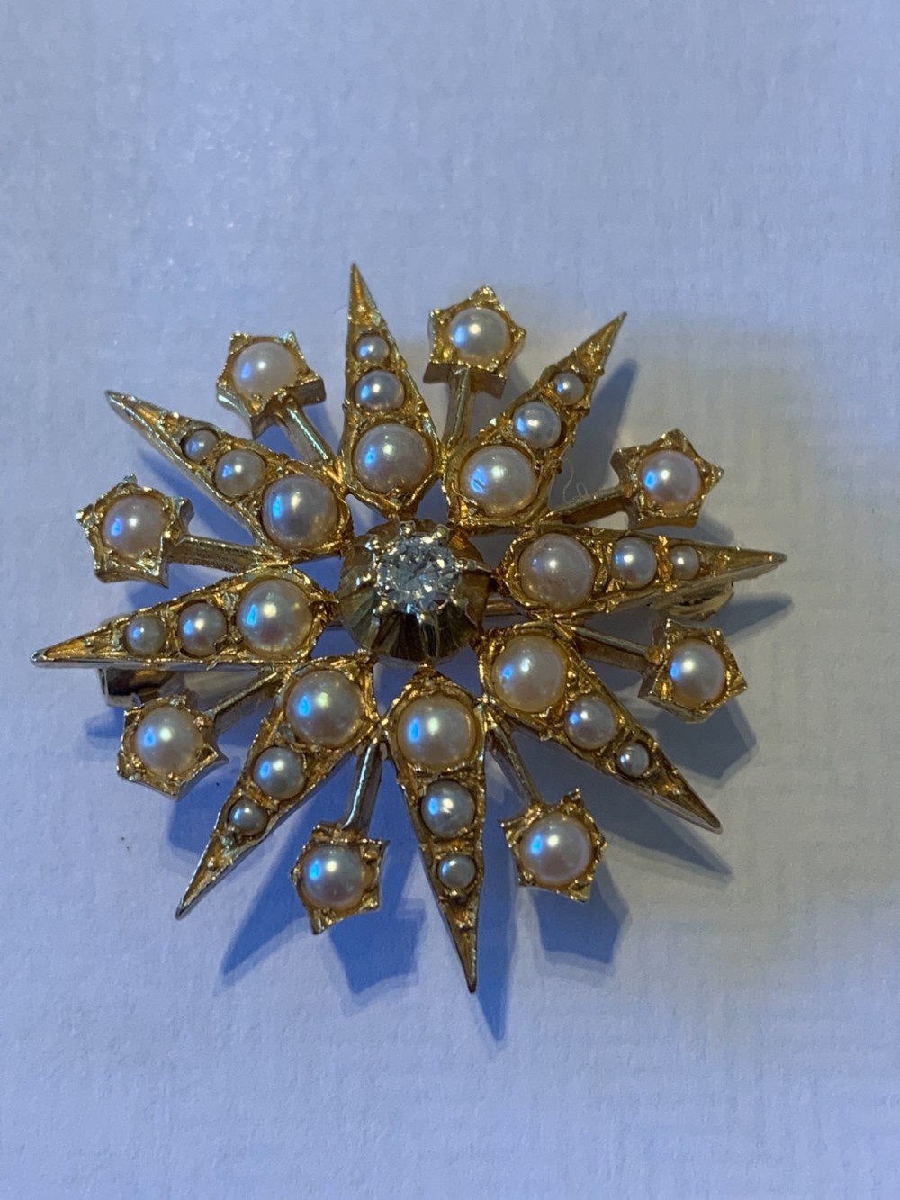 An Edwardian Diamond and Pearl Brooch
