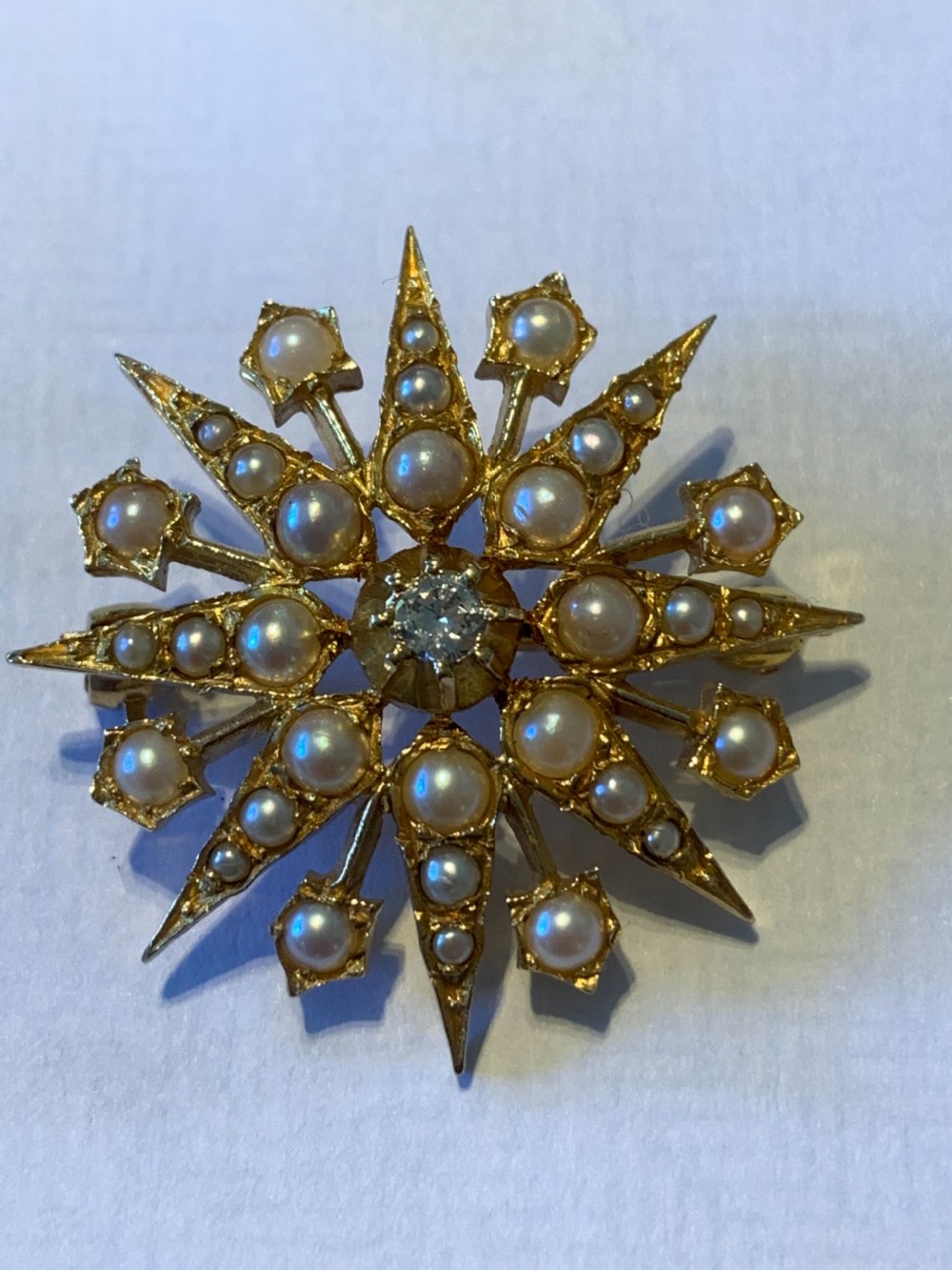An Edwardian Diamond and Pearl Brooch View II