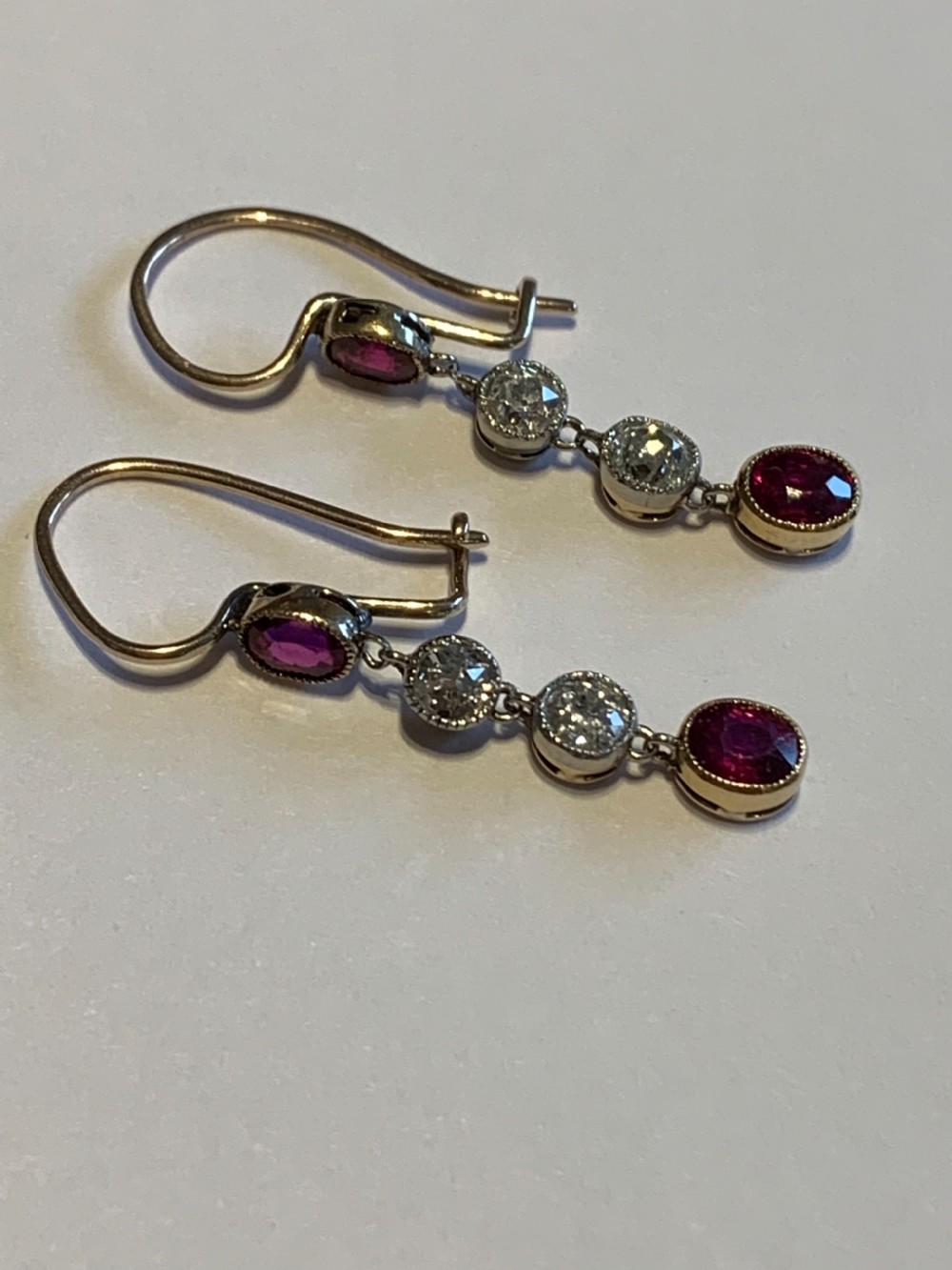Ruby and Diamond Edwardian Earrings 