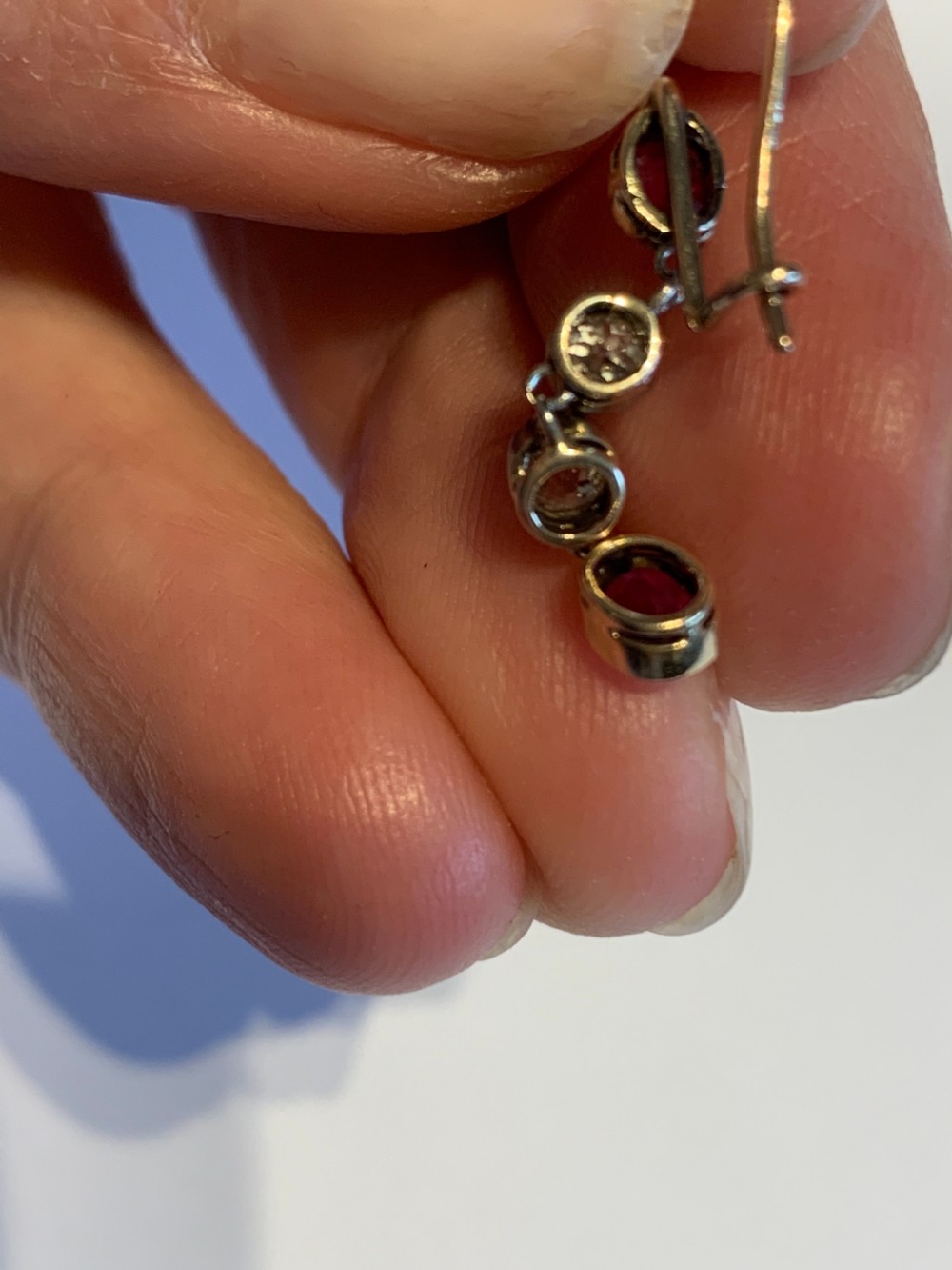 Ruby and Diamond Edwardian Earrings  View II