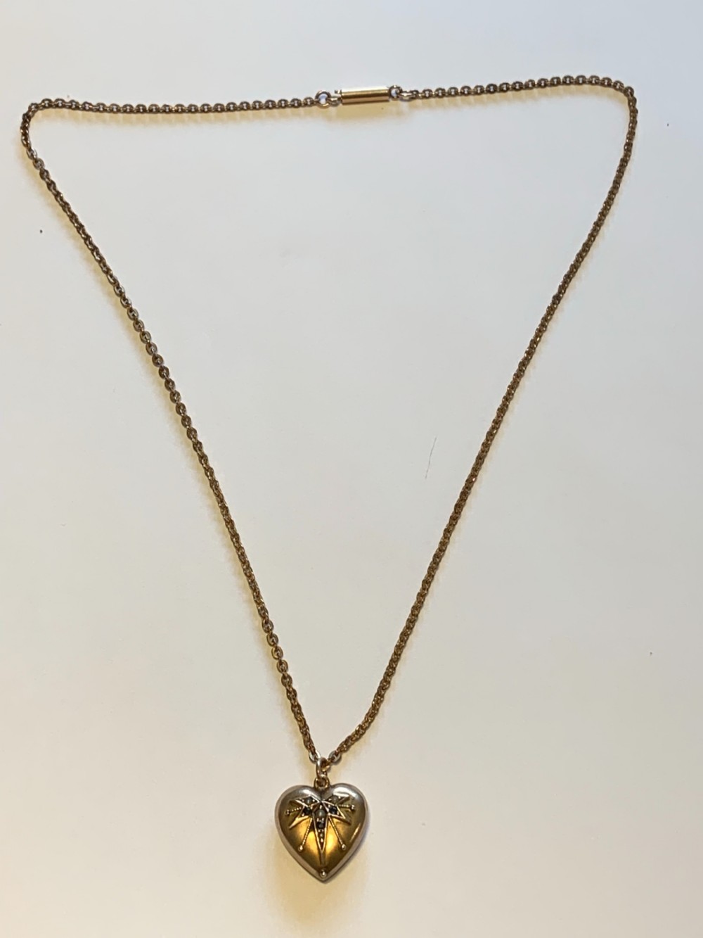 Sapphire and Pearl Edwardian Heart Pendant View III