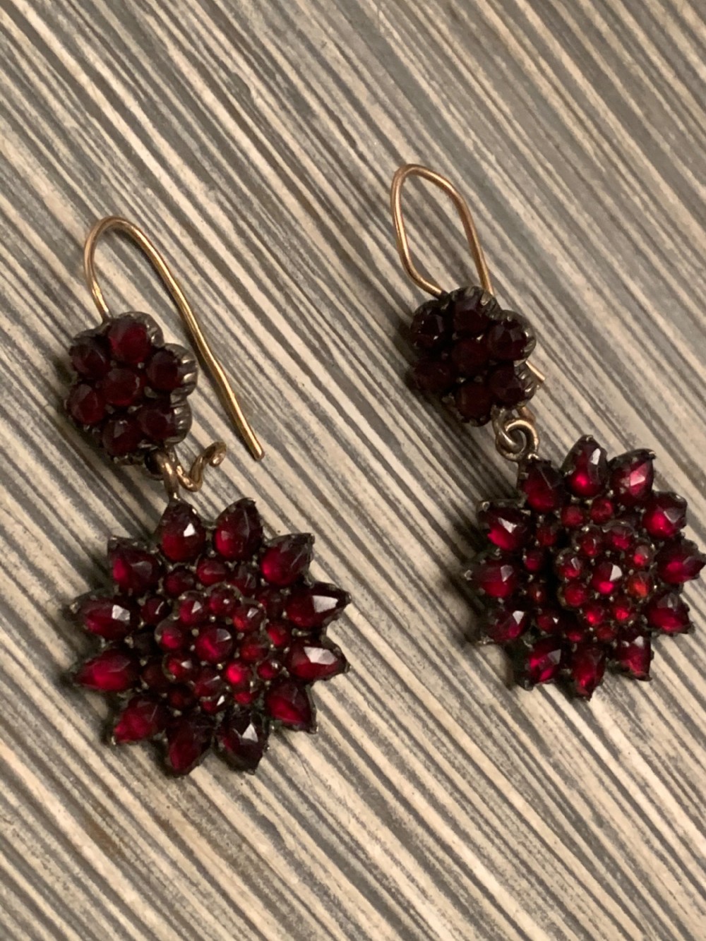 Bohemian Garnet Rose Cut Antique Earrings
