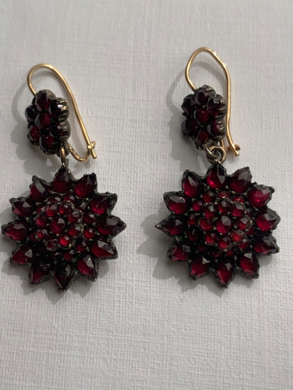 Bohemian Garnet Rose Cut Antique Earrings View II