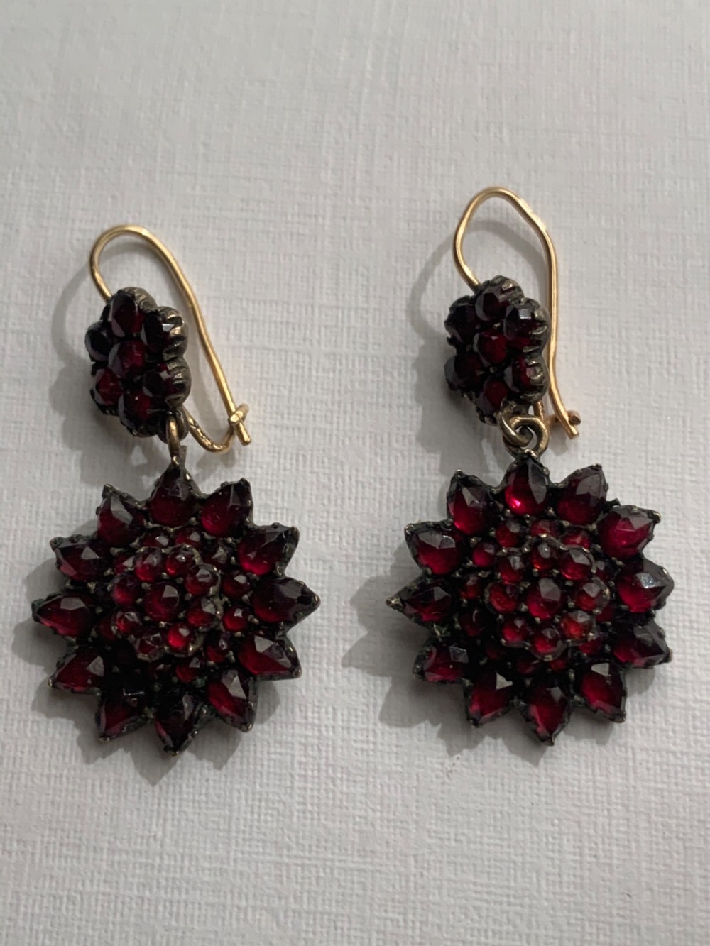 Bohemian Garnet Rose Cut Antique Earrings View III