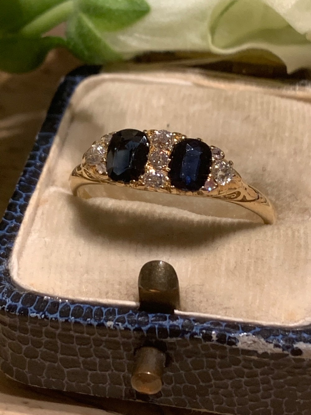 Antique Sapphire and Diamond 18ct Gold Ring View II