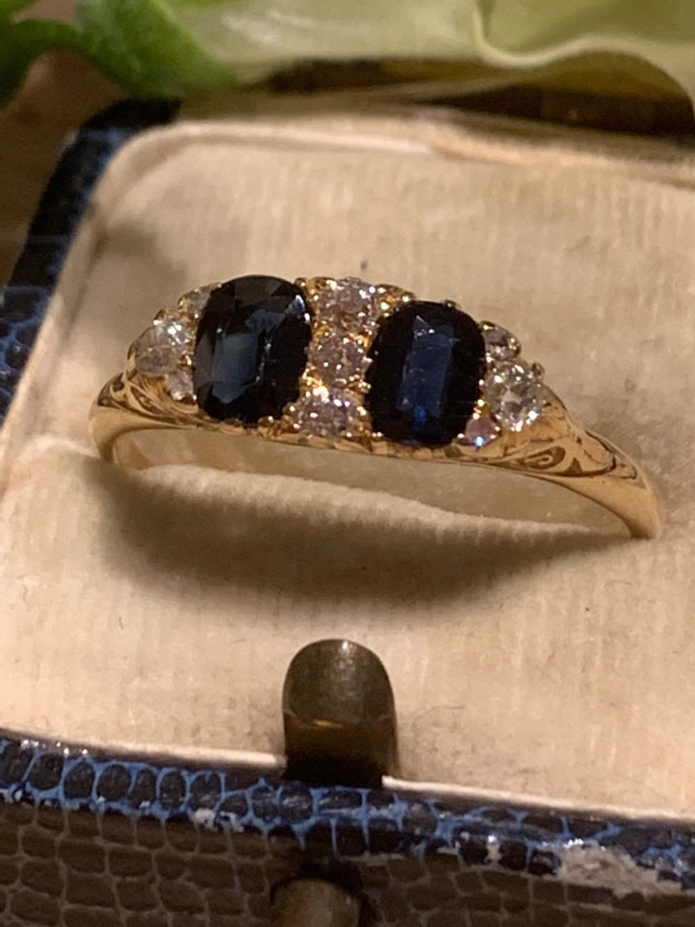 Antique Sapphire and Diamond 18ct Gold Ring View III