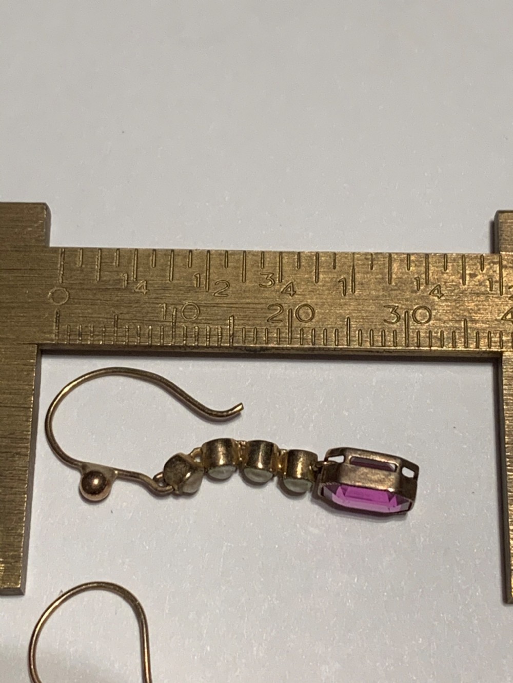 Edwardian Synthetic Ruby and Pearl 15ct Earrings View V