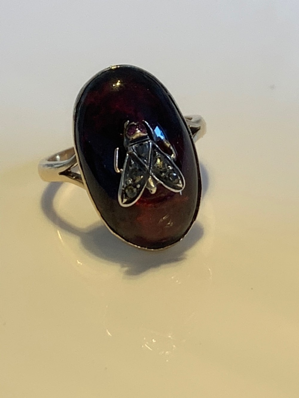 Victorian Garnet Cabochon Antique Fly Ring View II