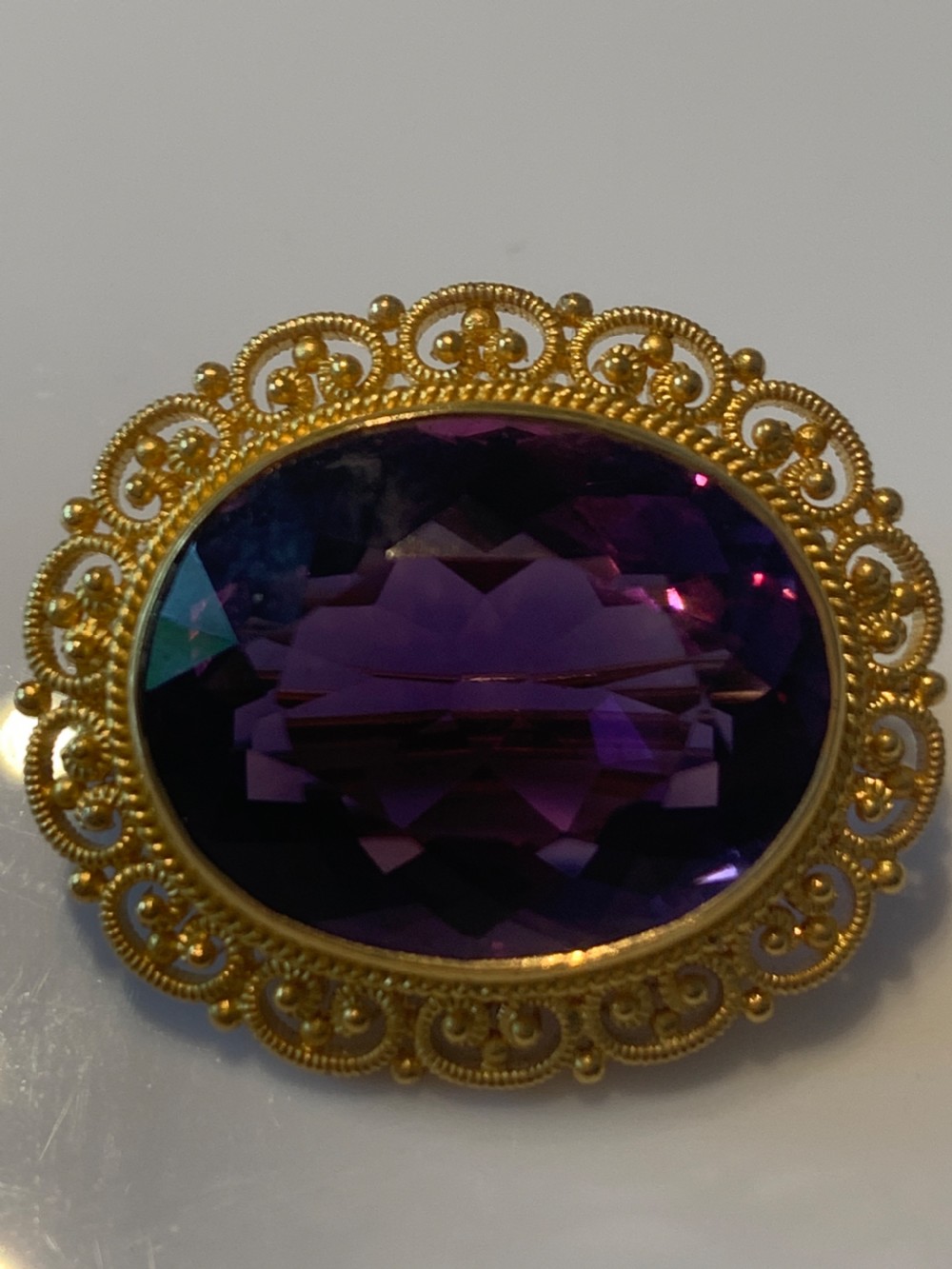 Victorian Amethyst 14ct Gold Brooch