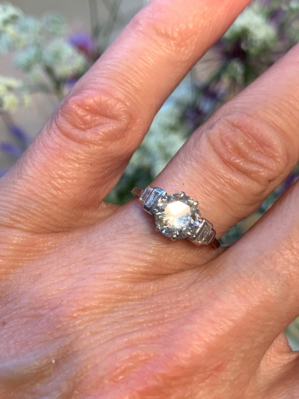 Platinum and Diamond Art Deco Engagement Ring
